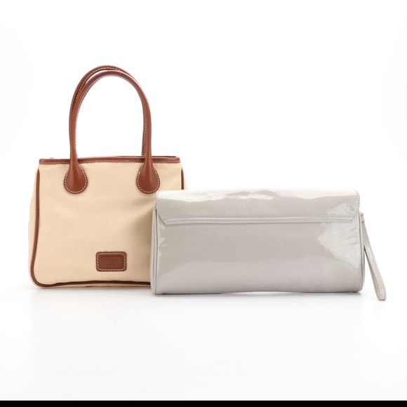 Moschino Brands Small Tote and Wristlet
Clutch in Patent Leather and Canvas - Picture 2 of 8